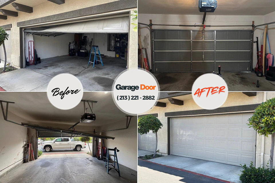 Before and after: garage door repair Milton-Freewater, OR